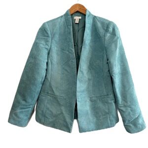 Chico’s Green Faux Suede Open Jacket Size Small (4)